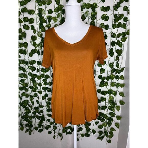 Abercrombie & Fitch Burnt Orange V-Neck Short Sleeve Top Size Small - Picture 1 of 5